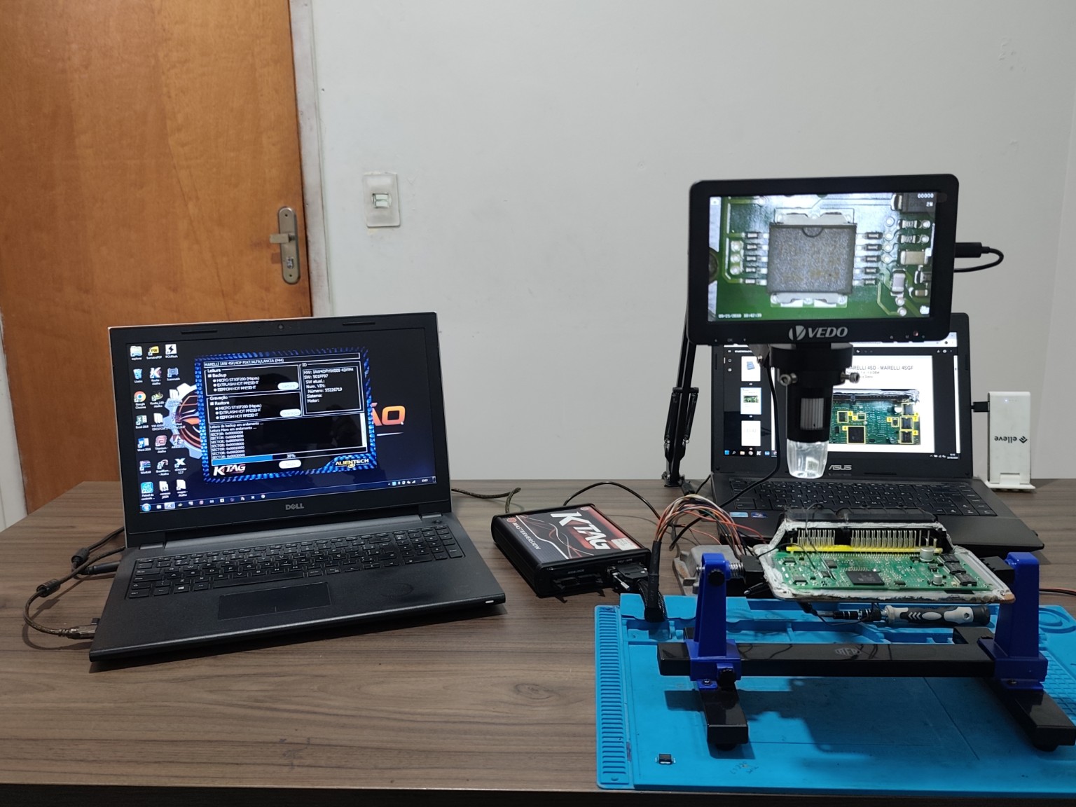 Bancada técnica para programação e diagnóstico de módulos eletrônicos