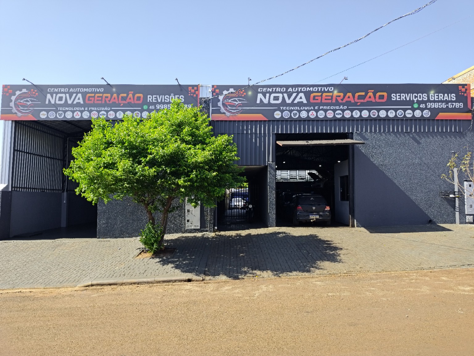 Fachada completa do Centro Automotivo Nova Geração em Cascavel PR